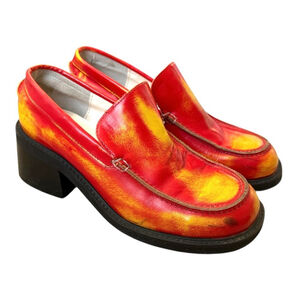 RARE Vintage Y2K Steve Madden Heat Map Chunky Platform Leather Loafers Size 8